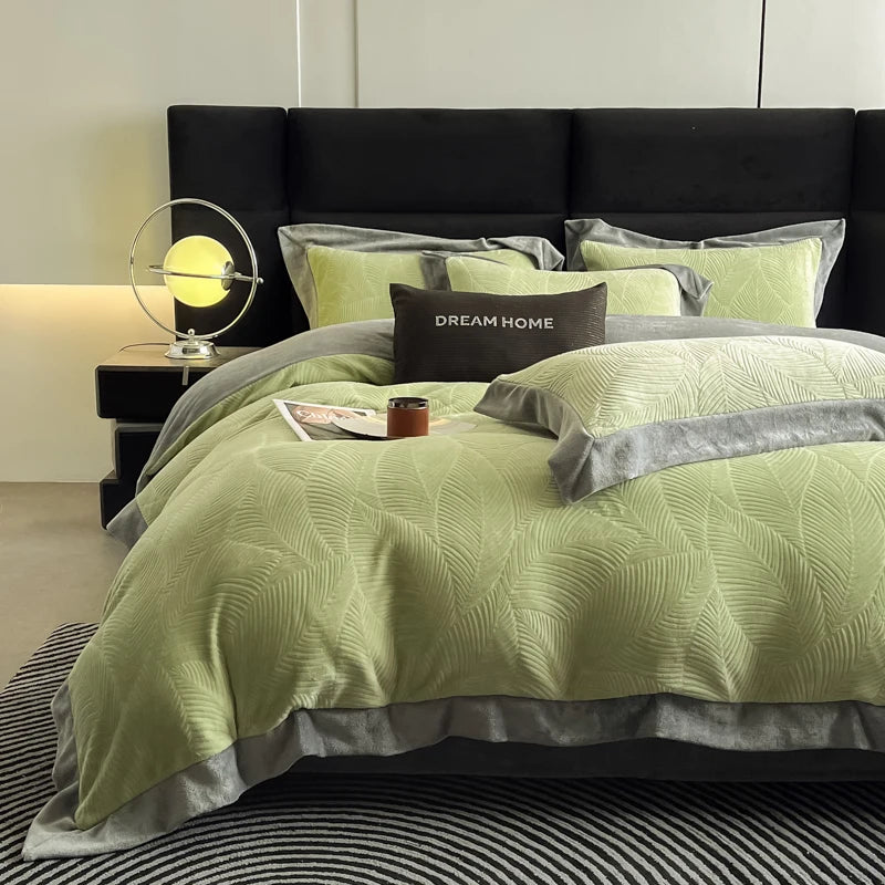 Luxury Carved Velvet Jacquard Duvet Cover Set