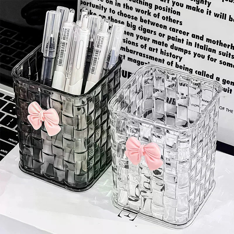 Desktop Pen Holder with Storage Basket