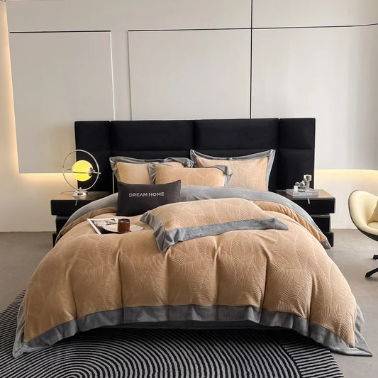 Luxury Carved Velvet Jacquard Duvet Cover Set