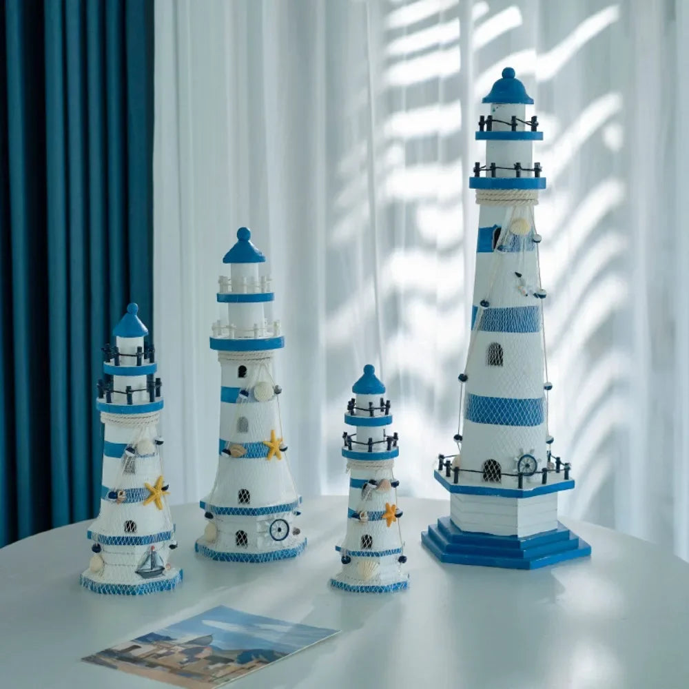 Mediterranean Wooden Lighthouse Decor