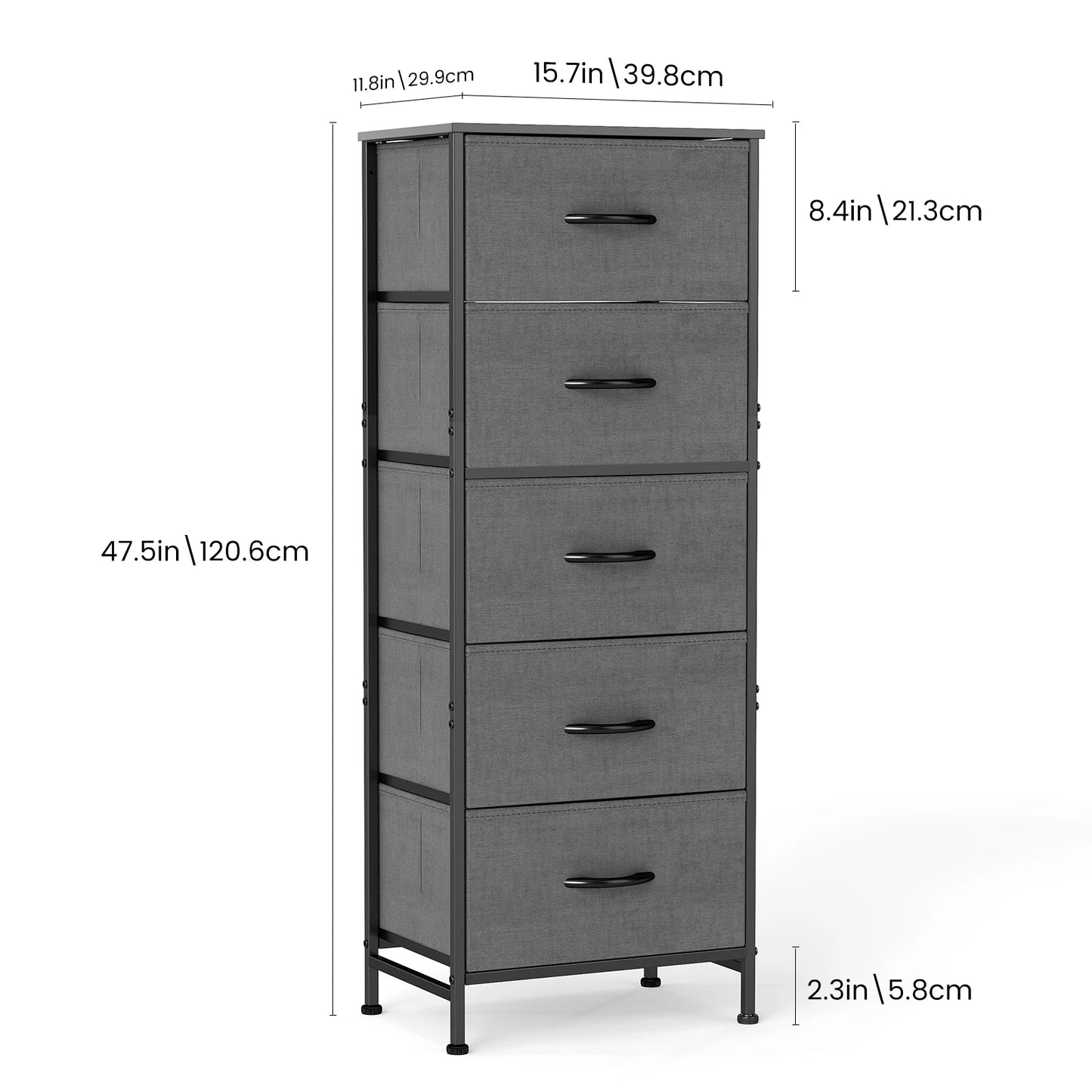 5-Drawer Fabric Dresser & Nightstand