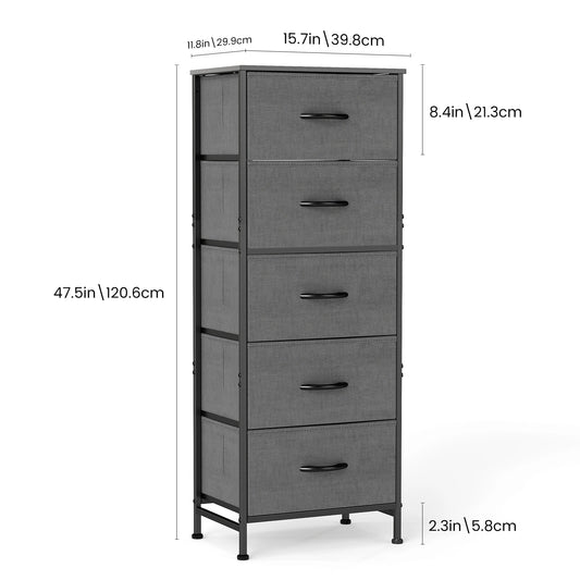 5-Drawer Fabric Dresser & Nightstand