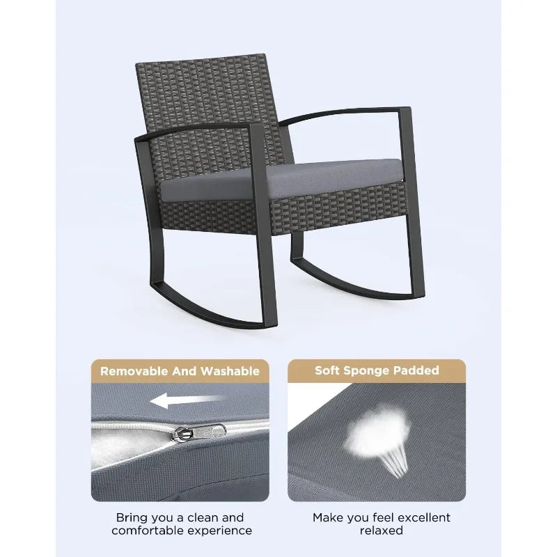 3-Piece Outdoor Rocking Bistro Set with Coffee Table