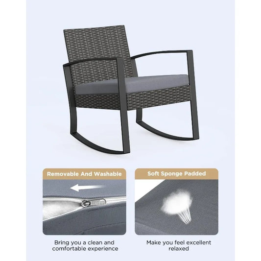 3-Piece Outdoor Rocking Bistro Set with Coffee Table