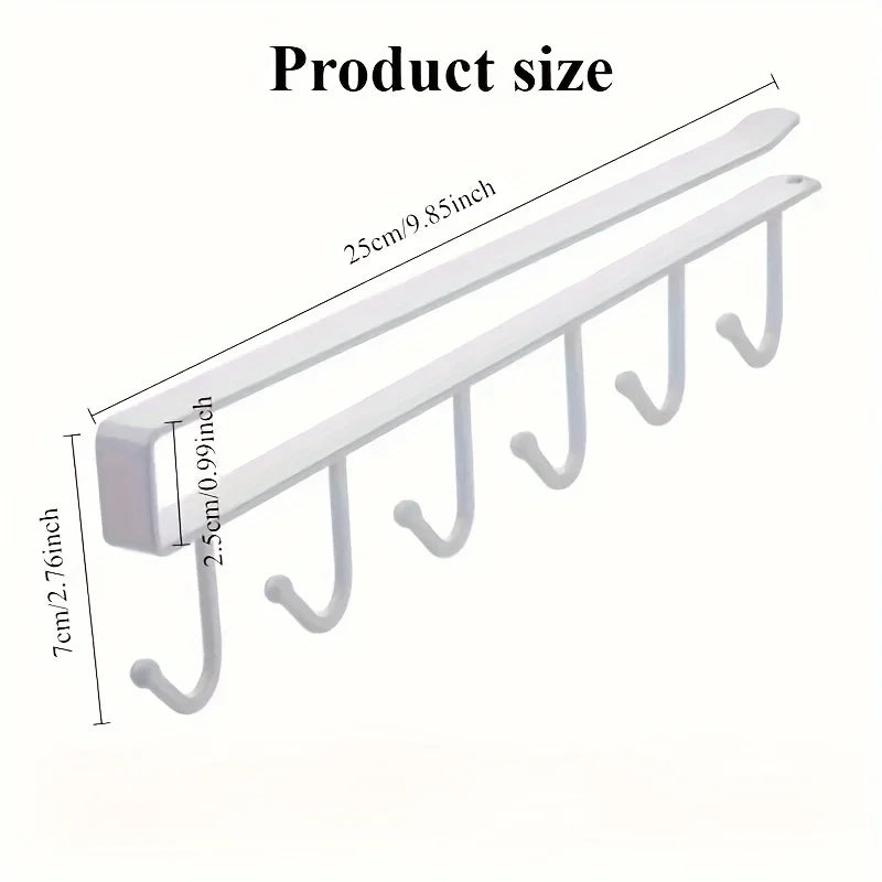 Stainless Steel Under Shelf Mug Holder with 6 Hooks