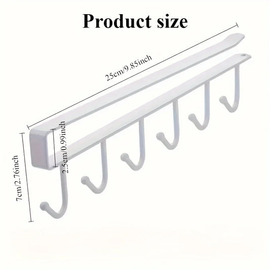 Stainless Steel Under Shelf Mug Holder with 6 Hooks