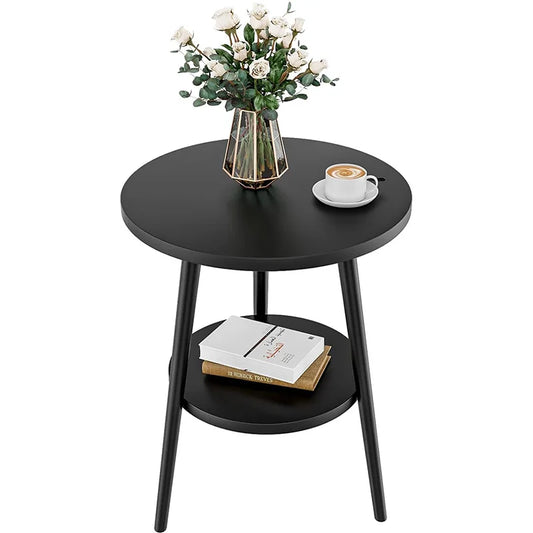 Modern 2-Tier Round Bedside Table
