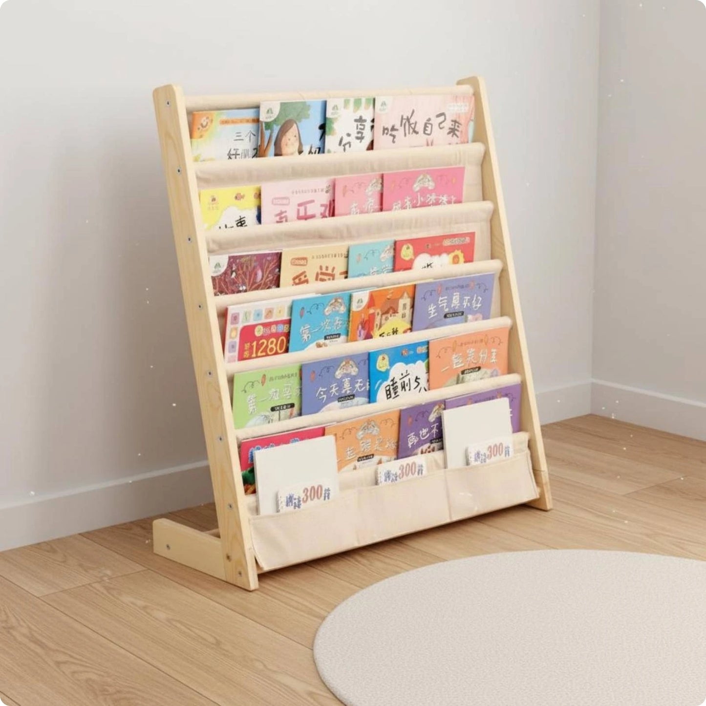 Solid Wood Kids Picture Book Rack