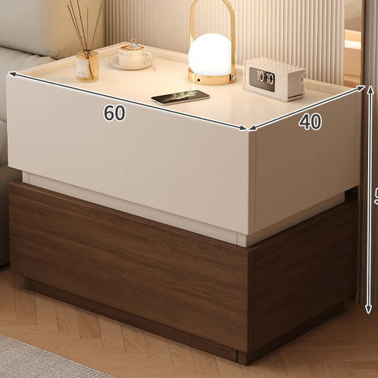 Minimalist Wooden Bedside Table with Storage