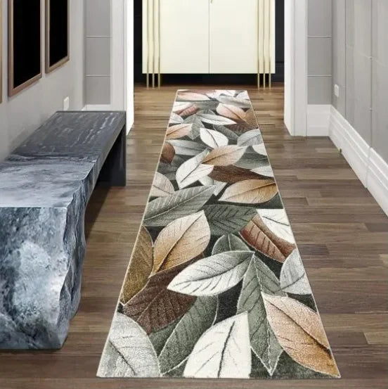Minimalist Leaf Pattern Runner Rug