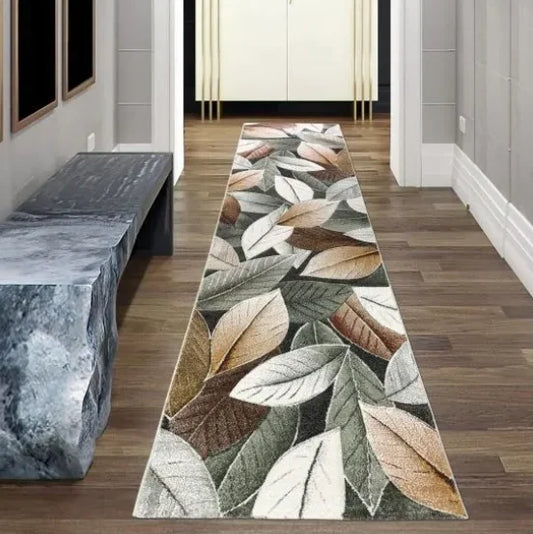 Minimalist Leaf Pattern Runner Rug