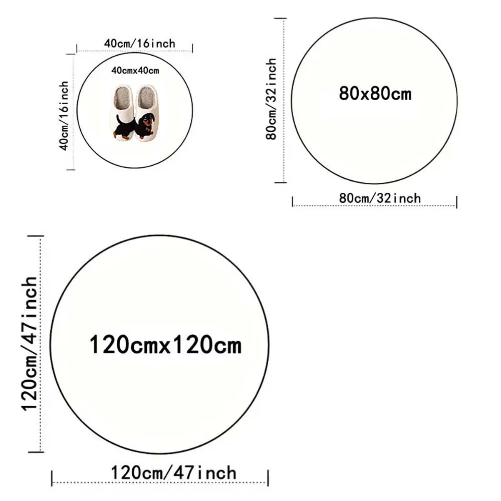 Black & Beige Boho Mandala Round Rug