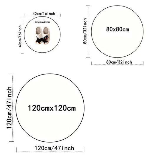 Black & Beige Boho Mandala Round Rug