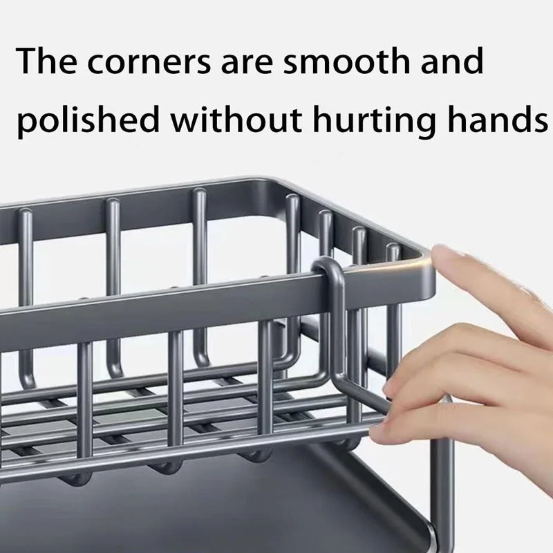 Carbon Steel Kitchen Sink Organizer with Drain Tray