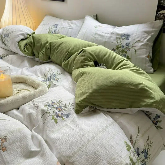 Floral Washed Duvet Cover Bedding Set