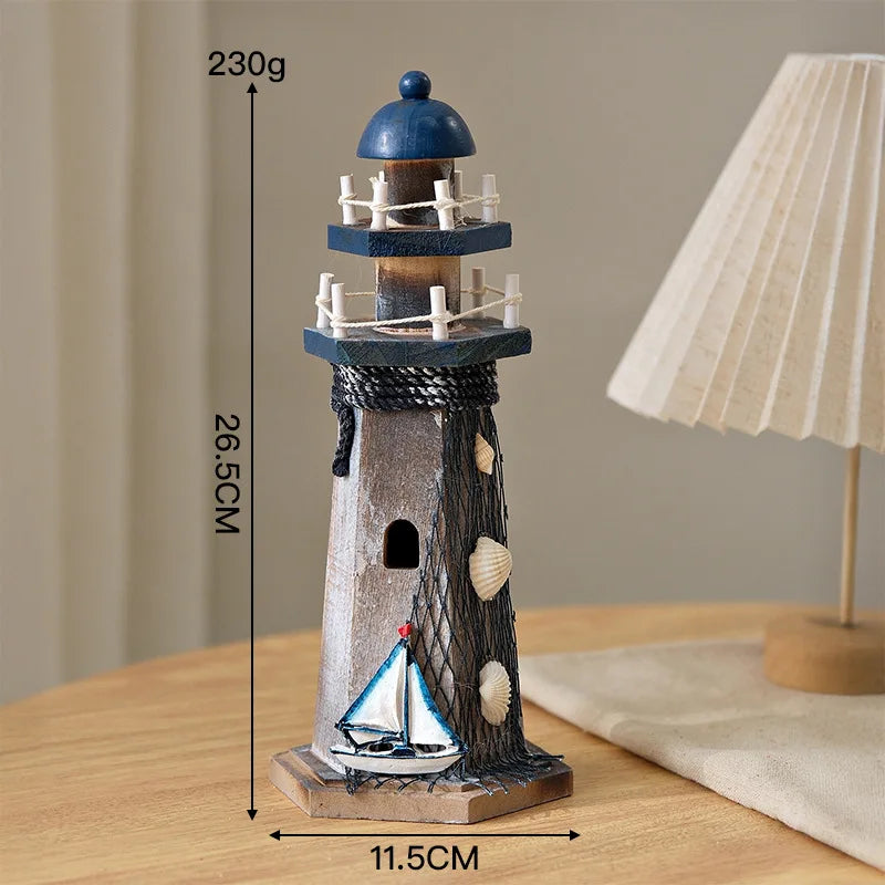 Mediterranean Wooden Lighthouse Decor
