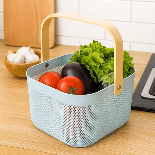 Large Capacity Plastic Storage Basket with Handle