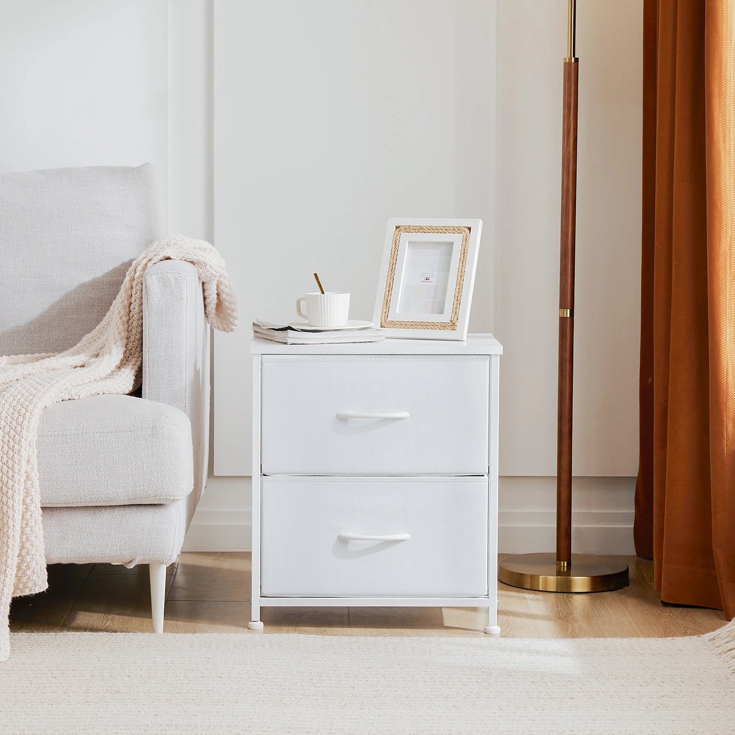 Set of 2 Fabric Drawer Nightstands