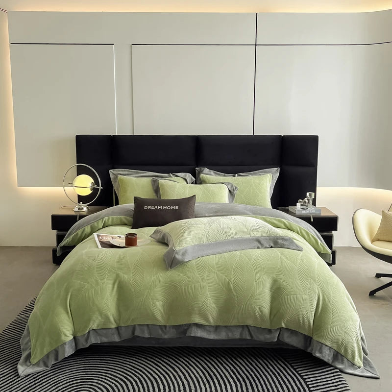 Luxury Carved Velvet Jacquard Duvet Cover Set