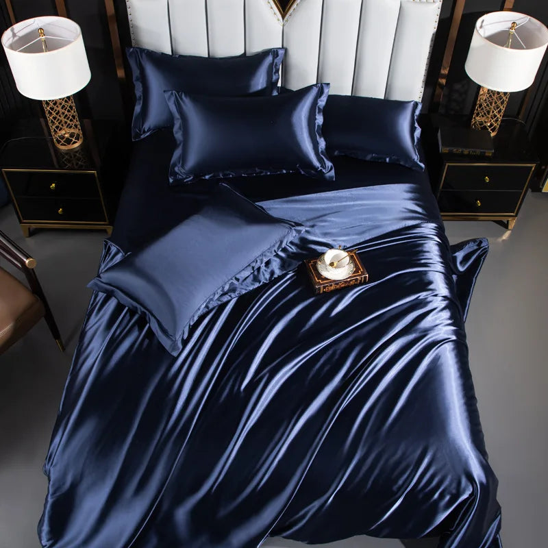 Double-Sided Silky Satin Duvet Cover Set