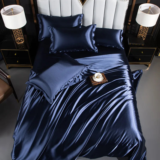 Double-Sided Silky Satin Duvet Cover Set