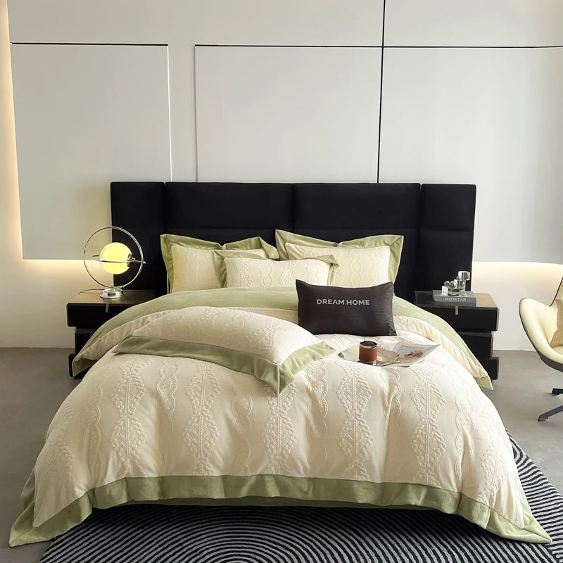 Luxury Carved Velvet Jacquard Duvet Cover Set