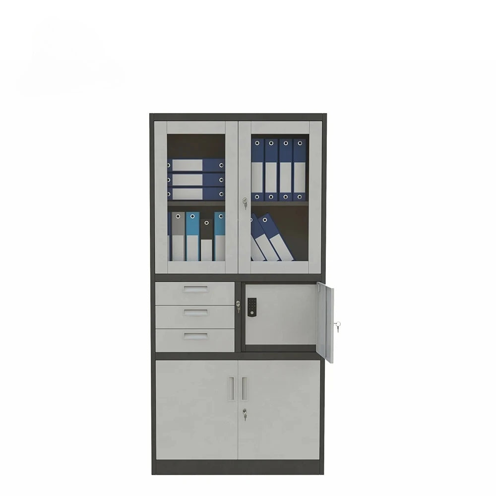 3 Drawer Office Storage Cabinet with Glass Doors