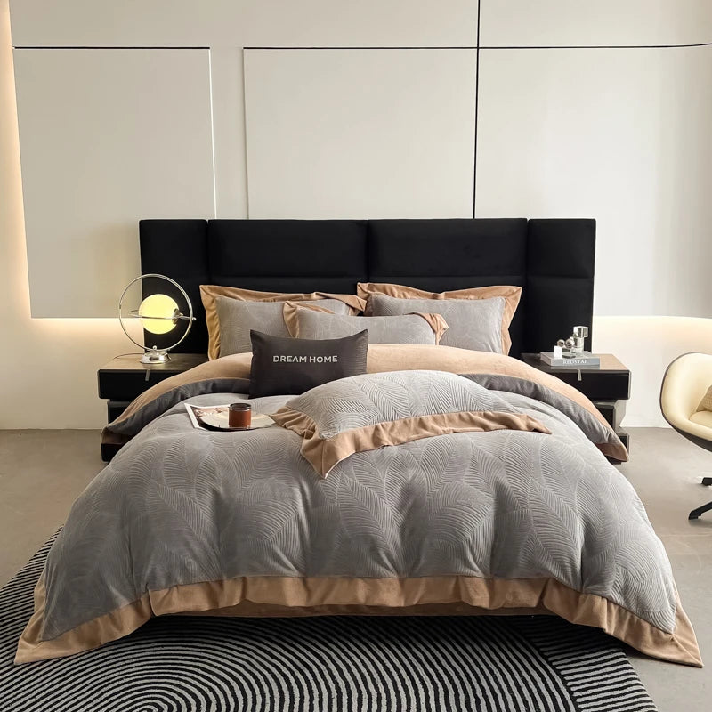 Luxury Carved Velvet Jacquard Duvet Cover Set