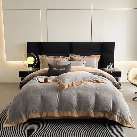 Luxury Carved Velvet Jacquard Duvet Cover Set