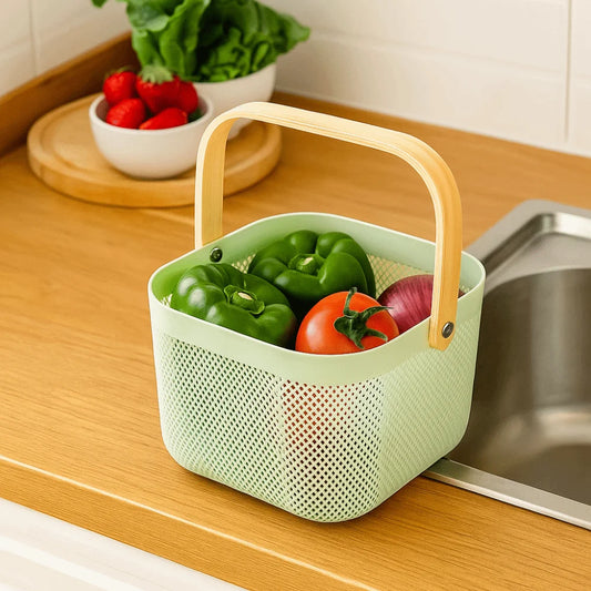 Large Capacity Plastic Storage Basket with Handle