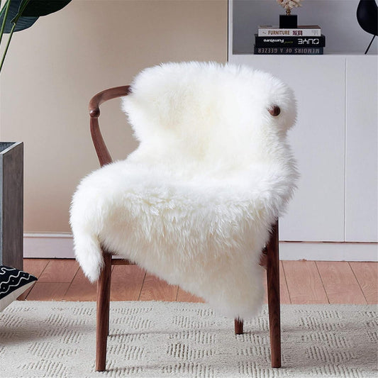 2X3 Ft Faux Fur Rug White Sheepskin Chair Cover for Bedroom Sofa Living Room