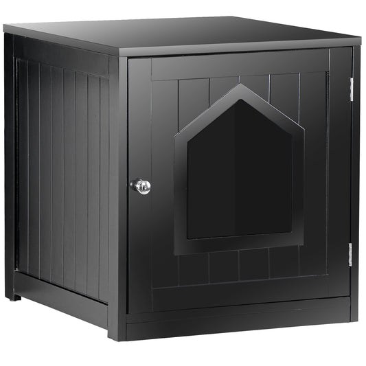 Wooden Cat Litter Box Enclosure Cat House Indoor Pet House Furniture Black