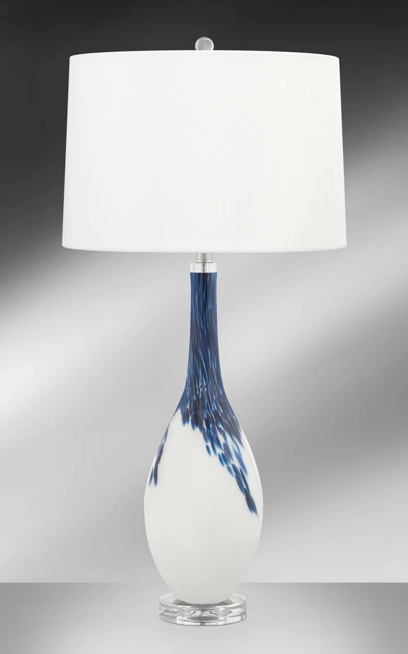 Brescia 34 In. Blue & White Glass Table Lamp