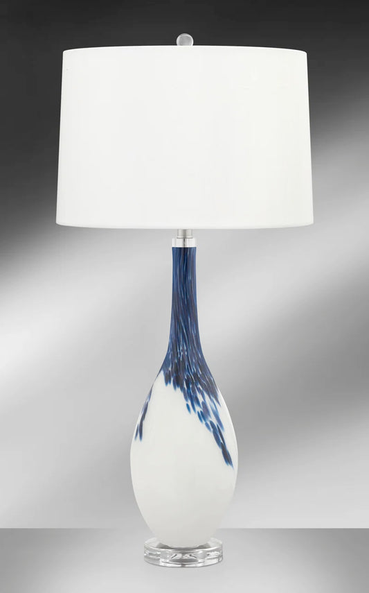 Brescia 34 In. Blue & White Glass Table Lamp