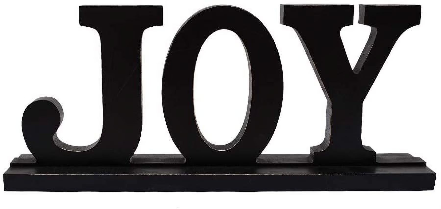 Rustic Wood Joy Sign for Home Decor, Decorative Wooden Cutout Word Decor Freestanding Joy Tabletop Decor, 11.5" X 4.85" Black Joy Block Letters Sign Joy Mantel Fireplace Decor (Black Joy Sign)