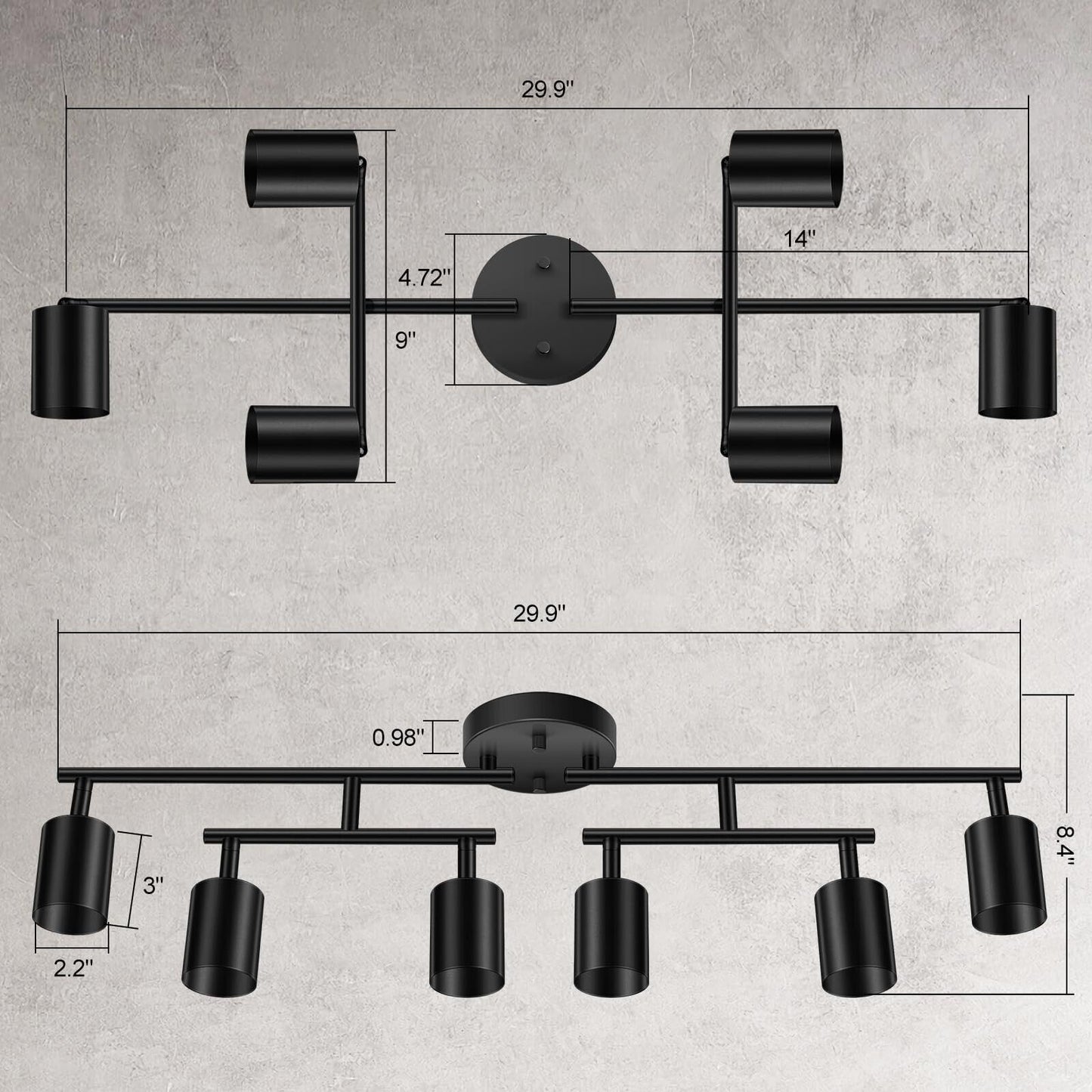 Black Track Lighting Kitchen, 6 Light Track Lighting Fixtures Ceiling Kit, 6 ...