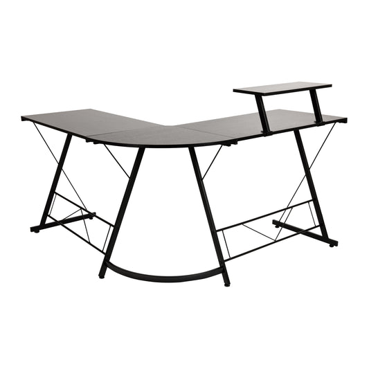 L-Shaped Computer Black Desk, Gaming Desk, Home Office Desk, Black Frame