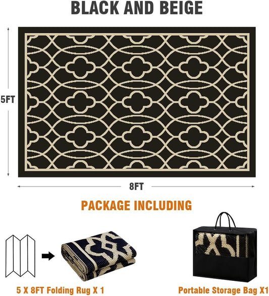 Outdoor Rugs Reversible Mats - 5'X8' for Patios Clearance Plastic Straw Waterpro