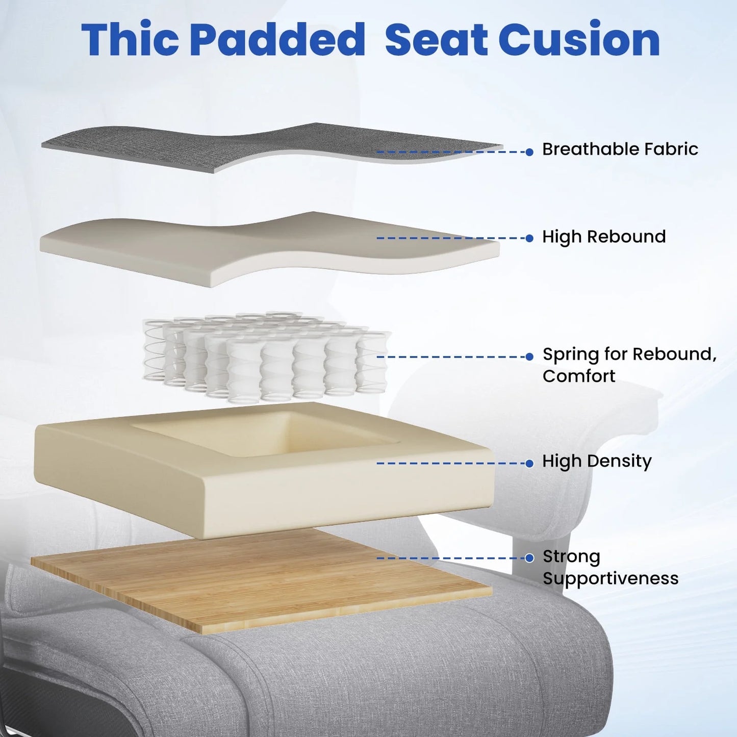 Big and Tall Fabric Office Chair 450Lbs, Executive Desk Chair with Massage Ergonomic Computer Chair with Footrest Reclining Desk Office Chair with Lumbar Support for Home Office