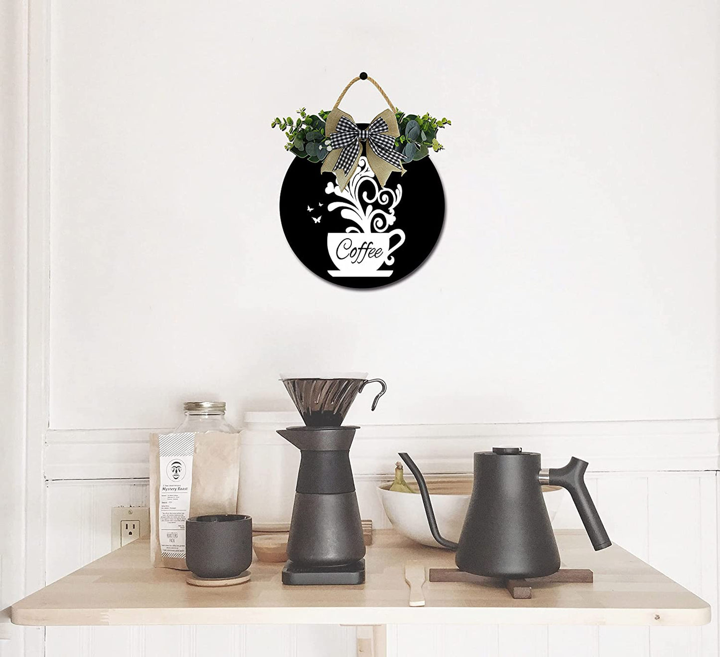 12" Coffee Sign Decor Rustic Farmhouse， Wooden Retro Plaque Coffee Bar Decor Coffee Lover Coffee Station Decor Home Office Kitchen Wall Decor