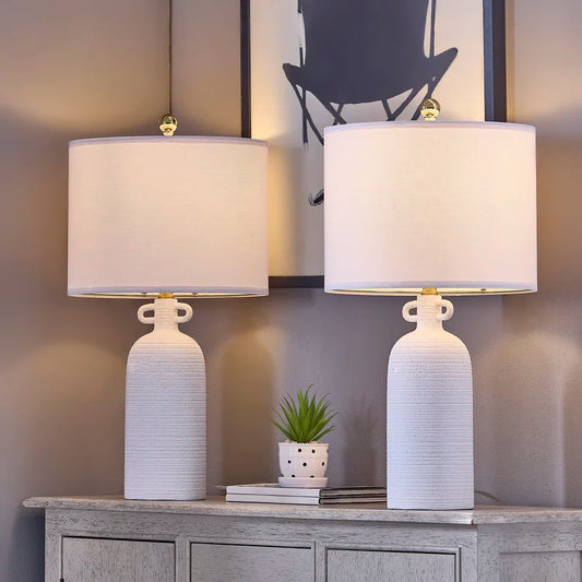 24'' White Ceramic Table Lamp (Set of 2)