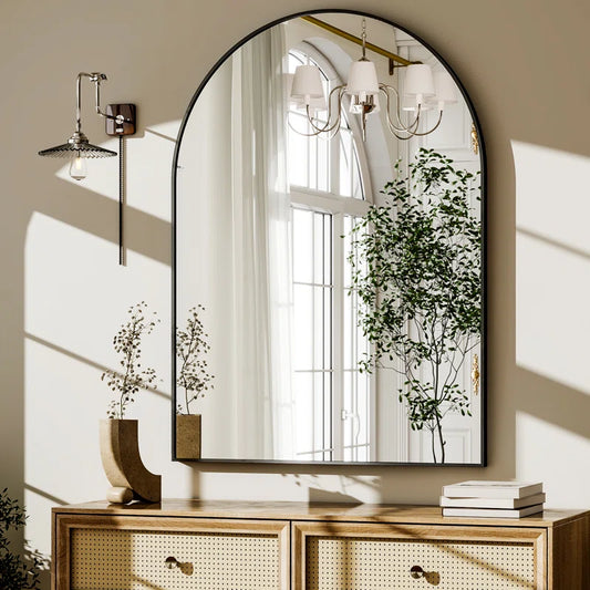 Rasto Aluminum Framed Arched Wall Mounted Bathroom Vanity Mirror