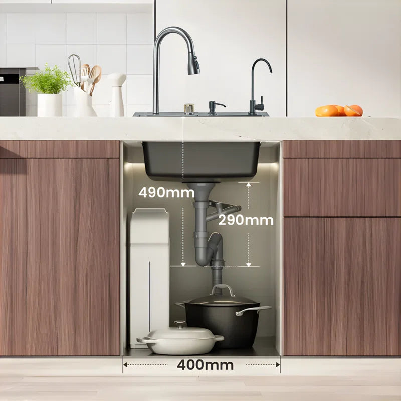 Waterfall Kitchen Sinks Combo Stainless Steel Nano Sink Pull-Out Kitchen Faucet