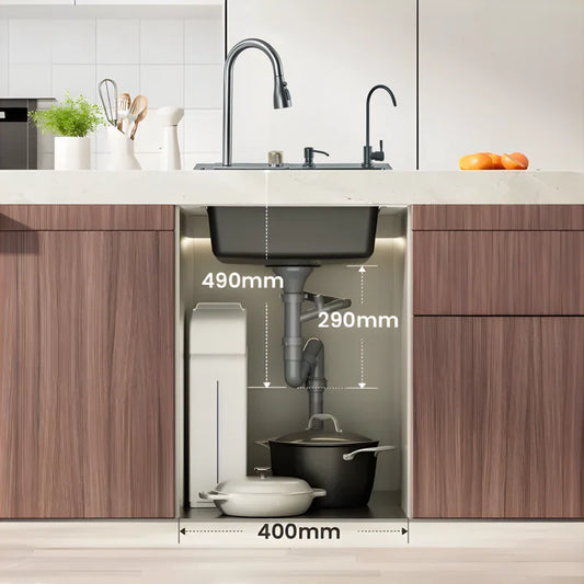 Waterfall Kitchen Sinks Combo Stainless Steel Nano Sink Pull-Out Kitchen Faucet