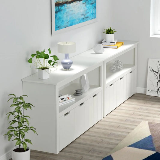 Kids Toy Storage, Cubes Storage Bins with 3 Drawers, White Toy Box with Shelves and Wheels