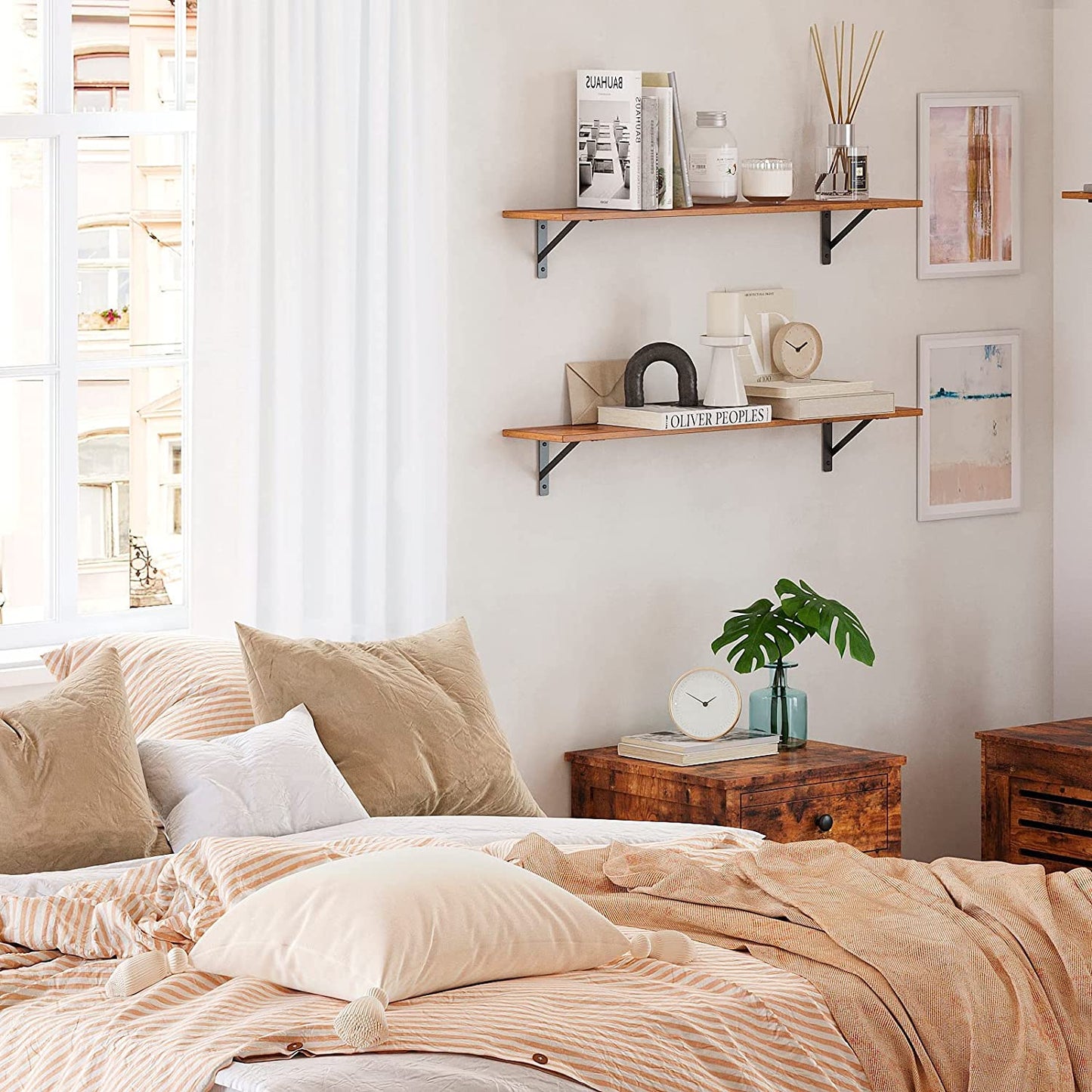 Long Wall Shelves 31.5 Inch Wall Mounted Shelves 2 Pack Easy-To-Instal