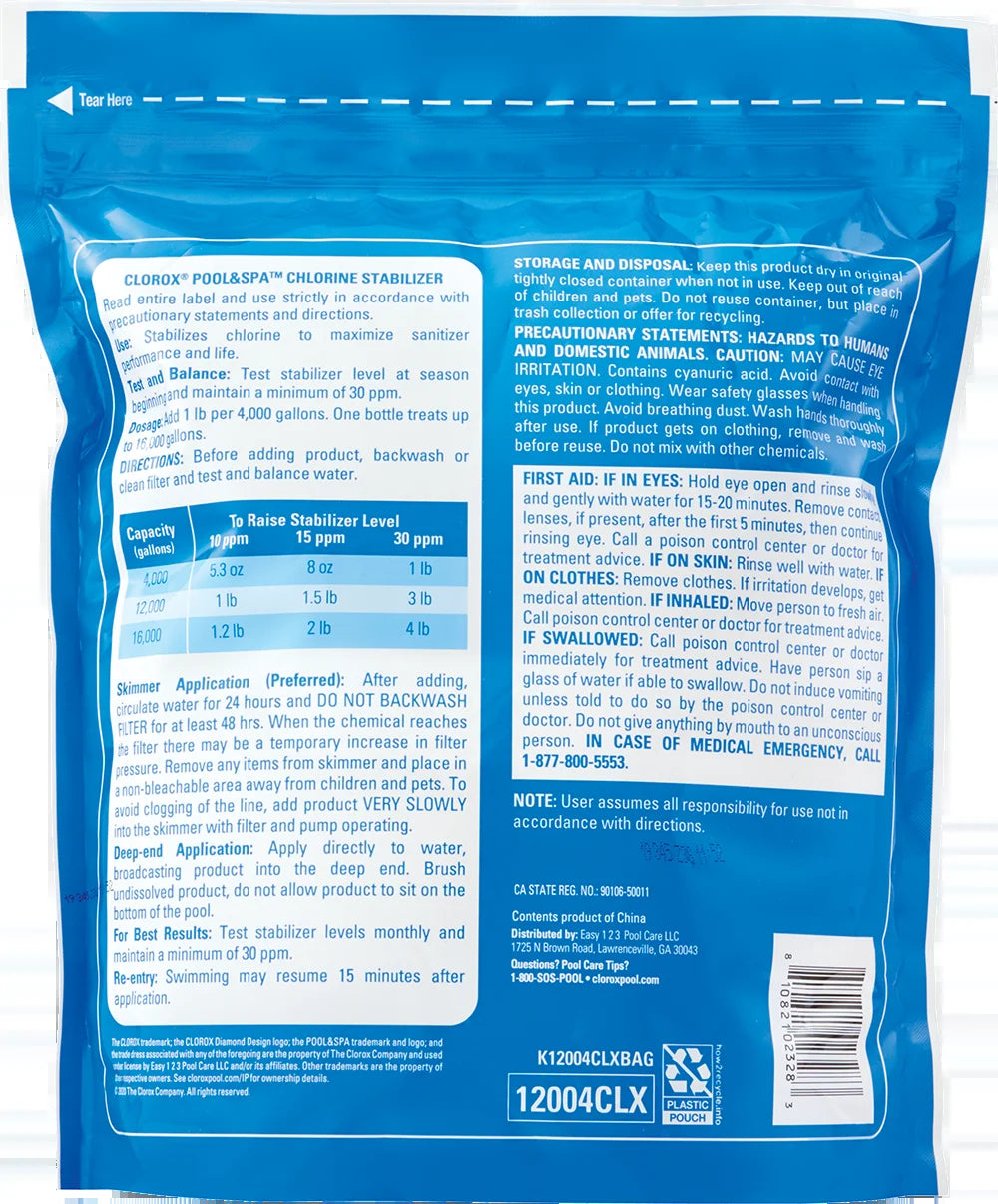 Pool Chlorine Stabilizer, 4 Lbs (For Pool Use)