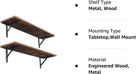 Long Wall Shelves 31.5 Inch Wall Mounted Shelves 2 Pack Easy-To-Instal