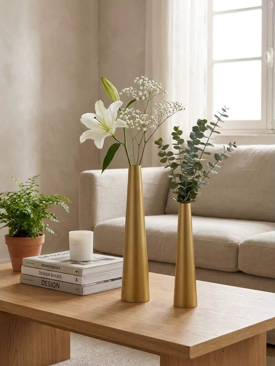 Retro Light Luxury Cone Metal Vase