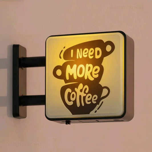 LED Coffee Bar Fridge Magnet Light Sign (Pegboard Decor)